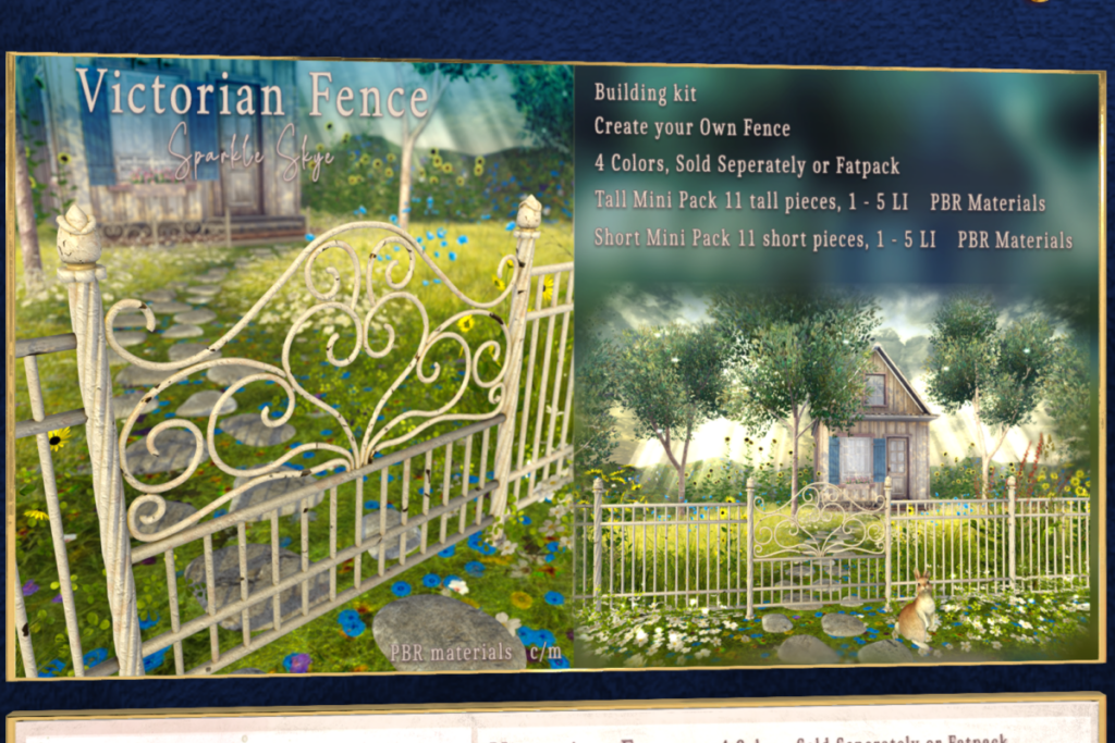 Victorian Fence, L$265 each/L$765 FP