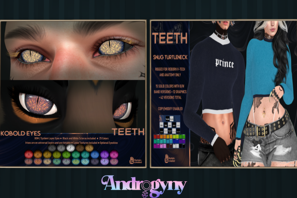 Kobold Eyes- BOM, L$350 | Snug Turtleneck - Anatomy/Reborn V-Tech, L$249