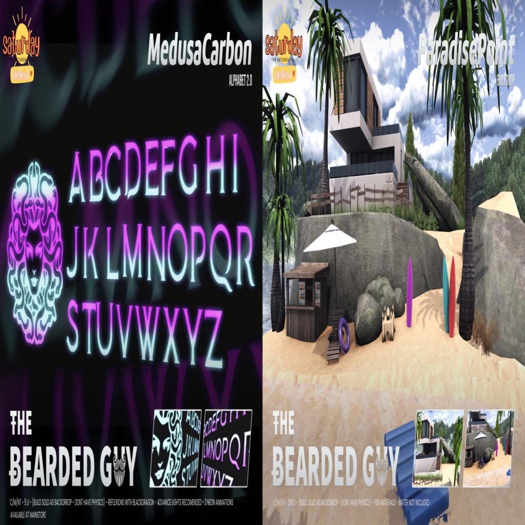 Medusa Carbon Alphabet &amp; Paradise Point Backdrop	&lt;a href=&quot;http://maps.secondlife.com/secondlife/Moonwall/169/121/32&quot;&gt;Teleport&lt;/a&gt;
