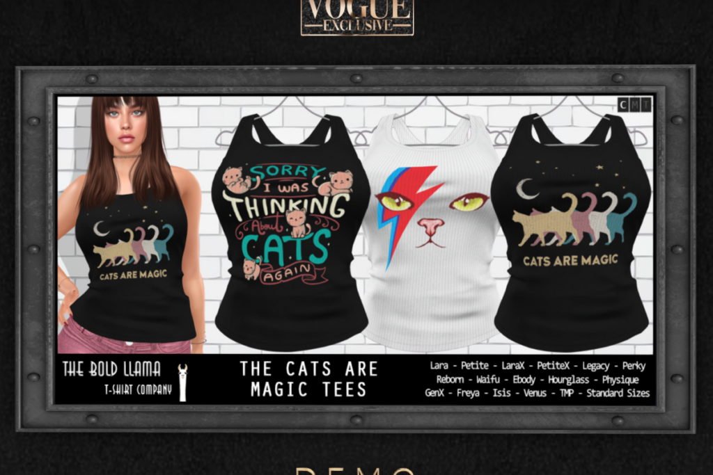 The Cats Are Magic Tees - see ad for fits, L$150