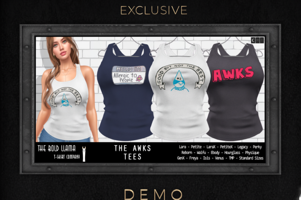 The Awks Tee - see ad for fits, L$150