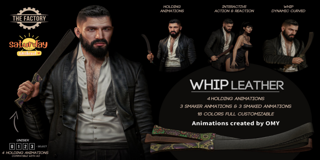 Whip Leather Holdable &amp; Animations	&lt;a href=&quot;http://maps.secondlife.com/secondlife/Elmira/197/195/27&quot;&gt;Teleport&lt;/a&gt;