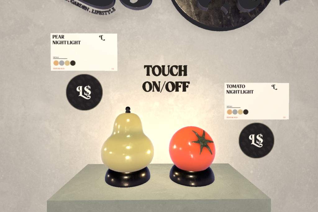 Pear Nightlight | Tomato Nightlight	&lt;a href=&quot;http://maps.secondlife.com/secondlife/Violet%20Moon/88/200/2998&quot; target=&quot;_blank&quot;&gt;Teleport&lt;/a&gt;