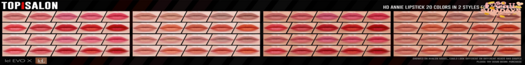 HD Annie Lipstick - Evo/EvoX	&lt;a href=&quot;http://maps.secondlife.com/secondlife/Meringue/143/144/902&quot;&gt;Teleport&lt;/a&gt;