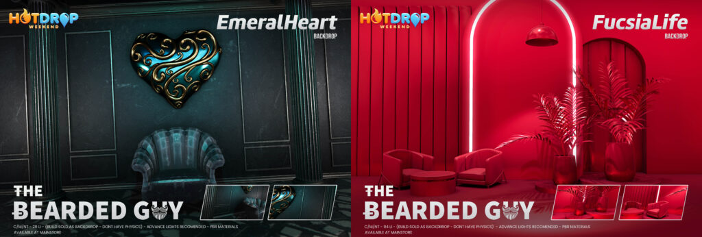 Emerald Heart &amp; Fucsia Life Backdrops