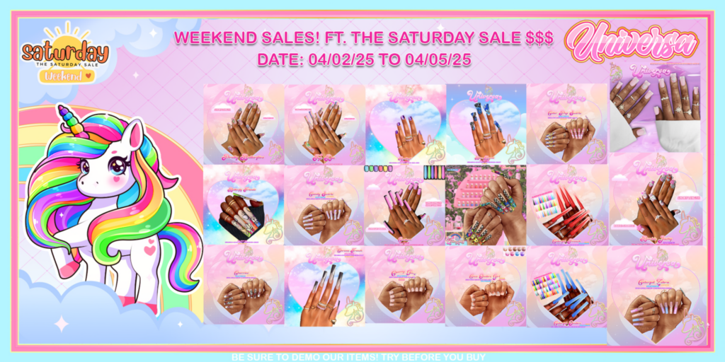 Nails Sale - Inithium/Legacy/Maitreya/Peach/Reborn/Yentenment	&lt;a href=&quot;https://maps.secondlife.com/secondlife/Universa/117/83/1319&quot;&gt;Teleport&lt;/a&gt;
