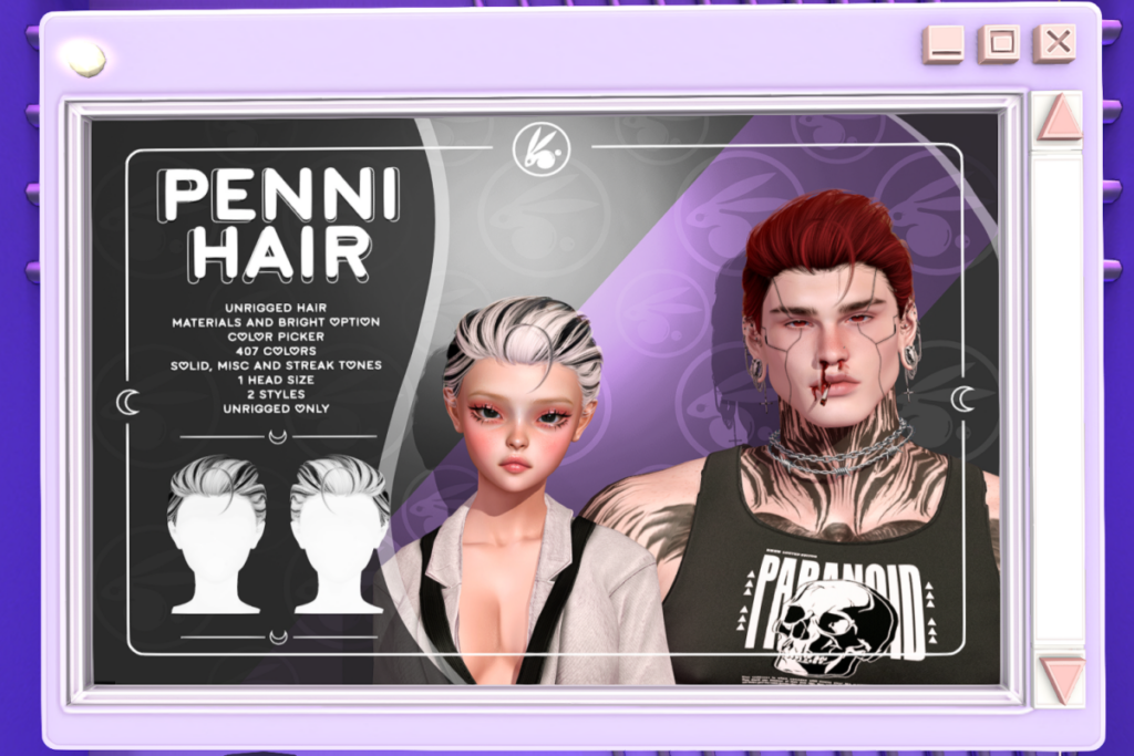 Penni Hair, L$350 each/L$600 FP