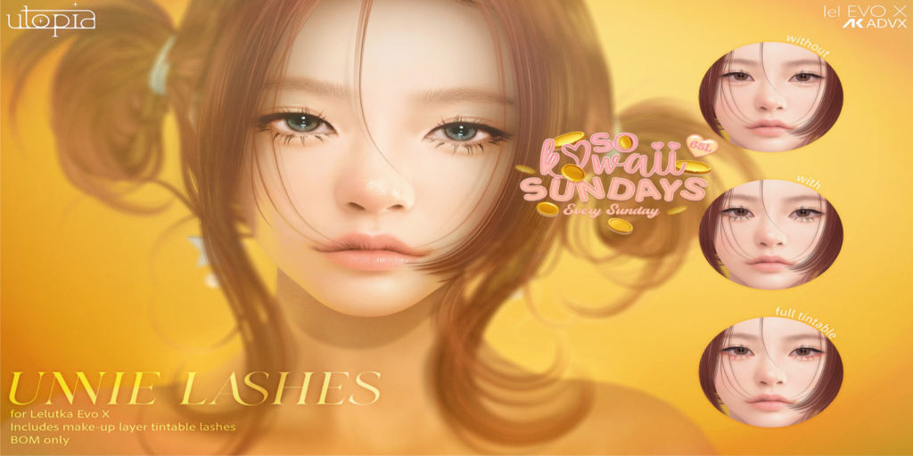 Unnie Lashes - EvoX	&lt;a href=&quot;http://maps.secondlife.com/secondlife/Hashira/207/97/3&quot;&gt;Teleport&lt;/a&gt;