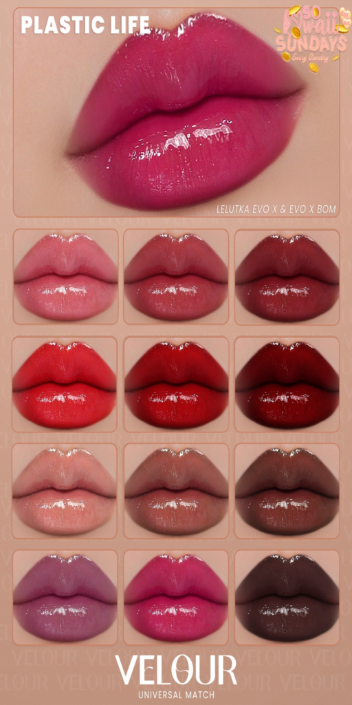 Plastic Life Lipstick - EvoX	&lt;a href=&quot;https://maps.secondlife.com/secondlife/VELOUR/88/118/42&quot;&gt;Teleport&lt;/a&gt;