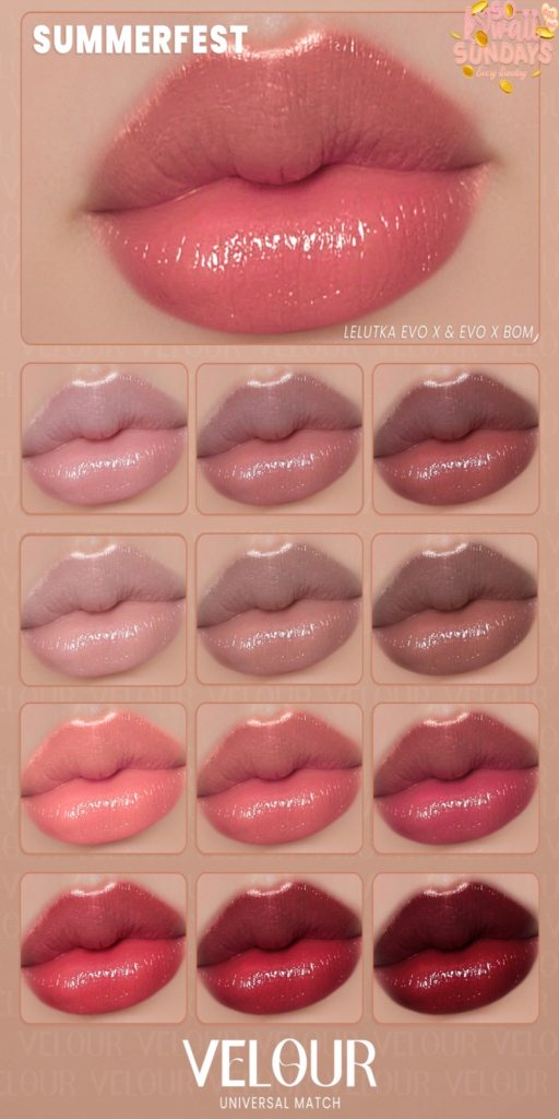 Summerfest Lipstick - EvoX	&lt;a href=&quot;https://maps.secondlife.com/secondlife/VELOUR/88/118/42&quot;&gt;Teleport&lt;/a&gt;