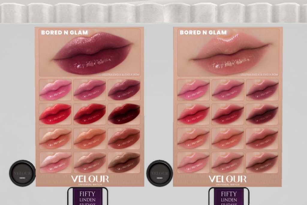 Bored n Glam Lipstick - EvoX	&lt;a href=&quot;http://maps.secondlife.com/secondlife/VELOUR/86/123/83&quot;&gt;Teleport&lt;/a&gt;