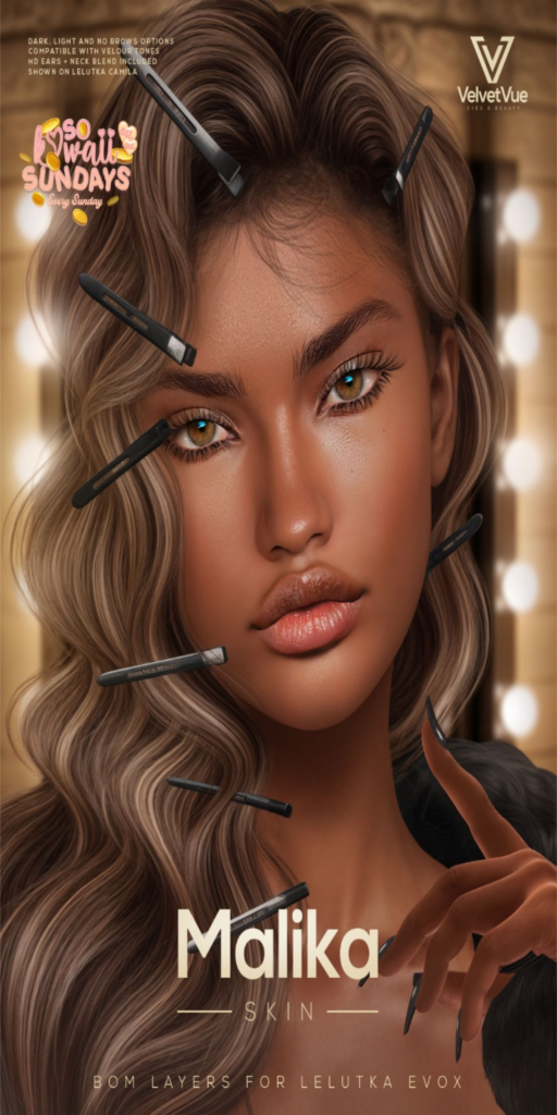 Malika Skin - EvoX	&lt;a href=&quot;http://maps.secondlife.com/secondlife/Oasis%20Paradise/171/52/702&quot;&gt;Teleport&lt;/a&gt;