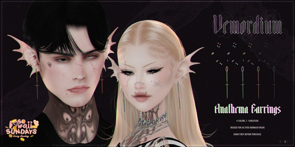Anathema Earrings - AkX Mermaid Ears	&lt;a href=&quot;http://maps.secondlife.com/secondlife/Lavender/80/121/4001&quot;&gt;Teleport&lt;/a&gt;