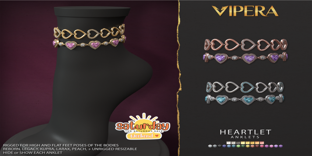 Heartlet Anklets - Inithium/Legacy/MaitreyaX/Peach/unrigged	&lt;a href=&quot;https://maps.secondlife.com/secondlife/Stone%20Diamond/123/128/19&quot;&gt;Teleport&lt;/a&gt;