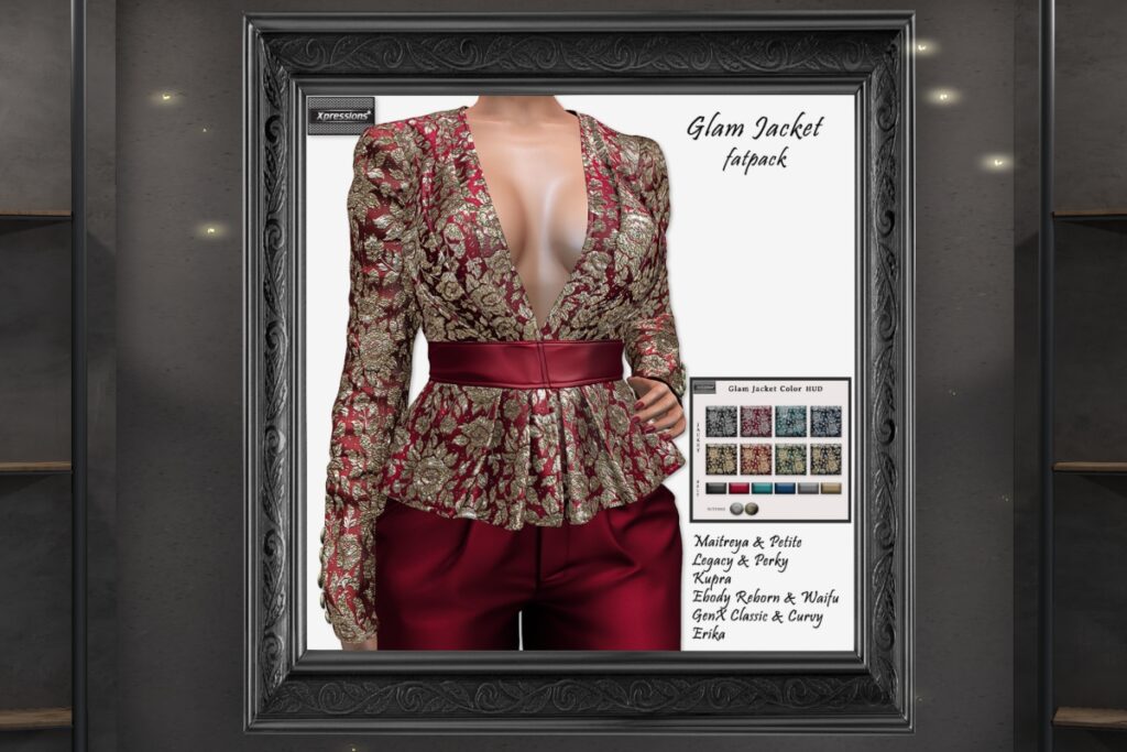 Glam Jacket - Erika/GenX/Inithium/Legacy/Maitreya/Reborn/+mods, L$282 each/L$938 FP