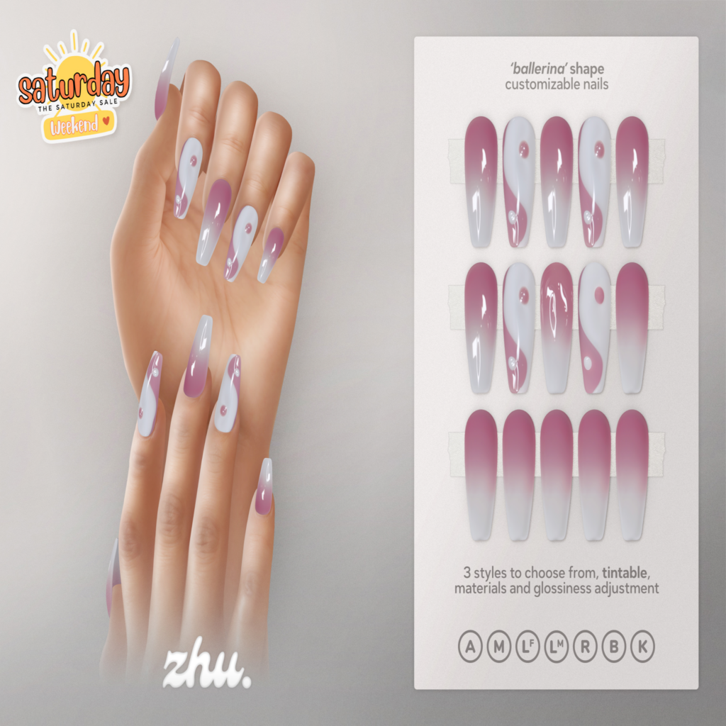 Taiji Mesh Nails - Anatomy/GenX/Inithium/Legacy M+F/Maitreya/Reborn	&lt;a href=&quot;http://maps.secondlife.com/secondlife/Lila/12/67/911&quot;&gt;Teleport&lt;/a&gt;