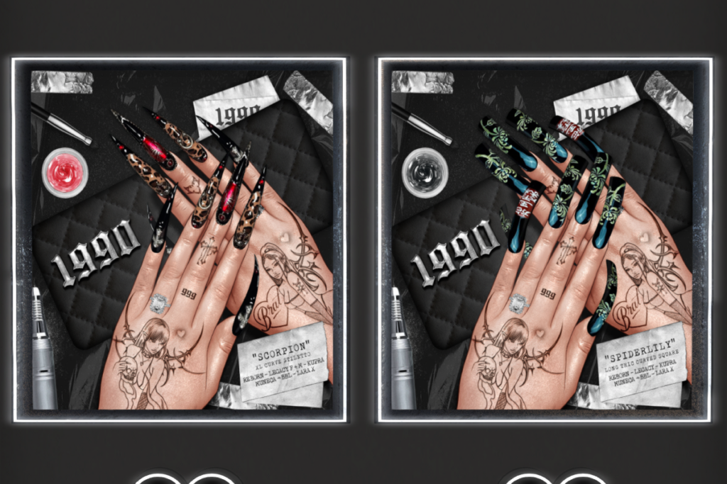 Scorpion Nail Set -Inithium/Legacy F+M/MaitreyaX/Reborn/Yentements, L$199 | Spiderlily Nail Set - Inithium/Legacy/MaitreyaX/Reborn/Yentements, L$199