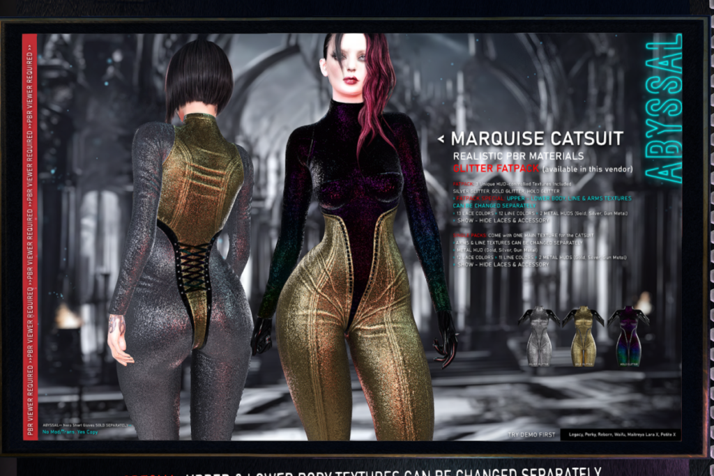 Marquise Catsuit - Legacy/MaitreyaX/Reborn/+mods, L$399 each/L$999 FP