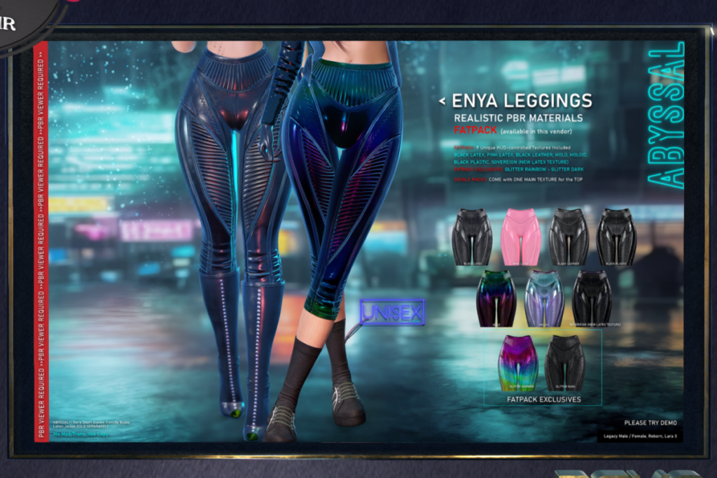 Enya Leggings - Legacy F+M/MaitreyaX/Reborn, L$399 each/L$1877 FP
