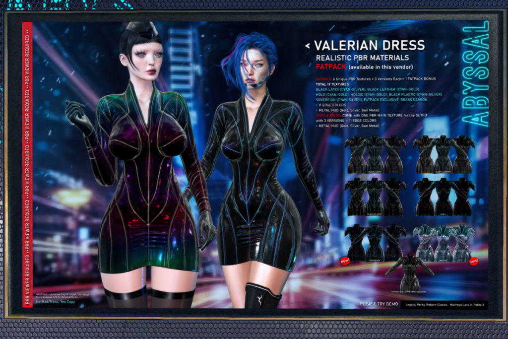 Valerian Dress - Legacy/MaitreyaX/Reborn/+mods, L$399 each/L$1799 FP