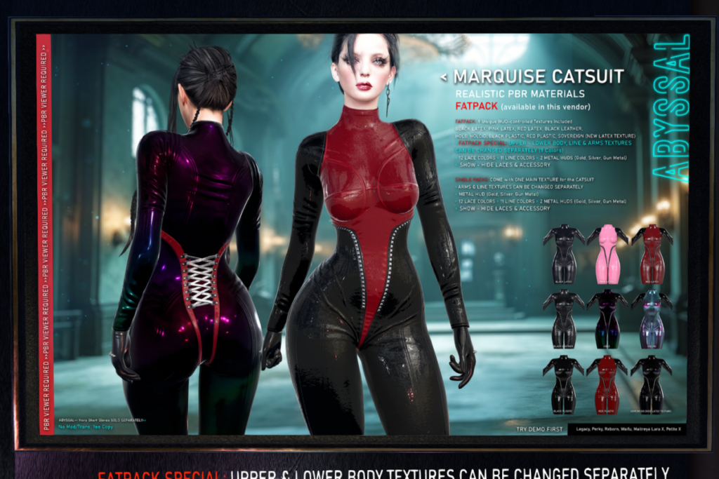 Marquise Catsuit - Legacy/MaitreyaX/Reborn/+mods, L$399 each/L$1399 FP