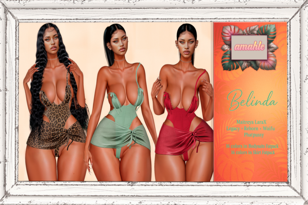 Belinda Bodysuit and Skirt - Legacy/MaitreyaX/Reborn/+mods, L$190-L$290 each/L$950-L$1200 each FP
