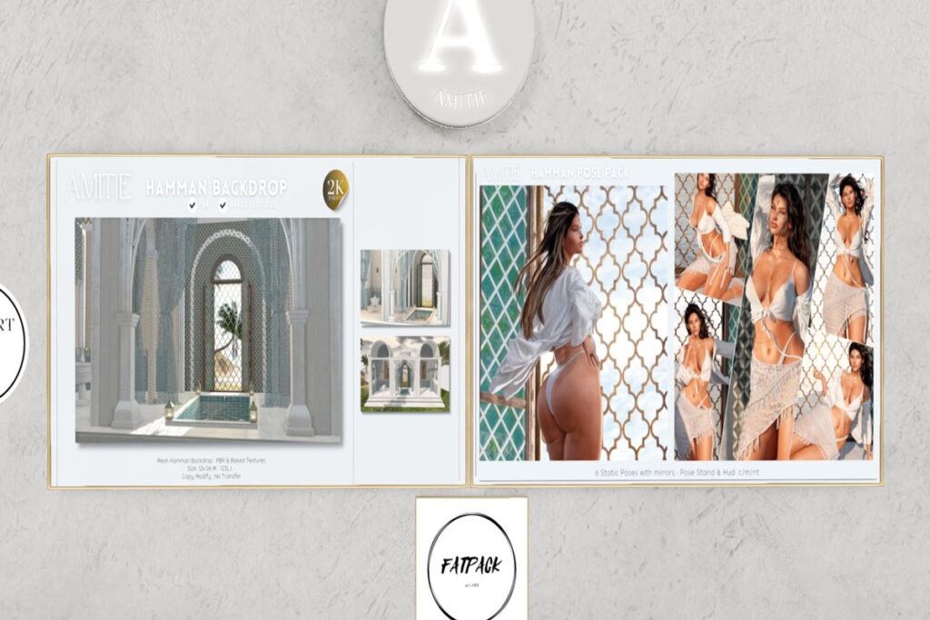 Hamman Backdrop, Hamman Poses &amp; Pose Pack, L$50-L$595 each/L$625 FP