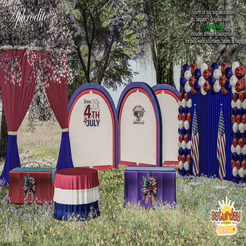 Fourth of July Big Decorations Decor Set	&lt;a href=&quot;http://maps.secondlife.com/secondlife/Shopping%20City/199/68/21&quot;&gt;Teleport&lt;/a&gt;