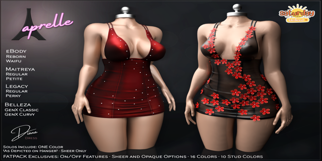 Diana Dress - GenX/Legacy/Maitreya/Reborn/+mods	&lt;a href=&quot;http://maps.secondlife.com/secondlife/Woodloch/163/124/983&quot;&gt;Teleport&lt;/a&gt;