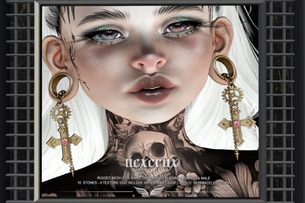 Nexcrux Earrings - Swallow Gauged XL F+M Ears, L$199 each/L$420 FP