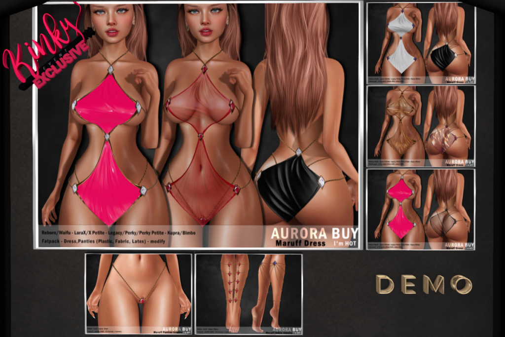 Maruff Dress - Inithium/Legacy/MaitreyaX/Reborn/+mods, L$699 each/L$1299 FP | Maruff Panties Jewelry - Inithium/Legacy/MaitreyaX/Reborn, L$299 | Maruff Ankle Jewelry - Inithium/Legacy/MaitreyaX/Reborn, L$299
