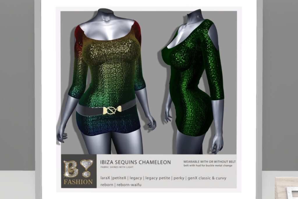Ibiza Sequins Dress - GenX/Legacy/Maitreya/Reborn/+mods, L$390-L$450 each/L$990 FP
