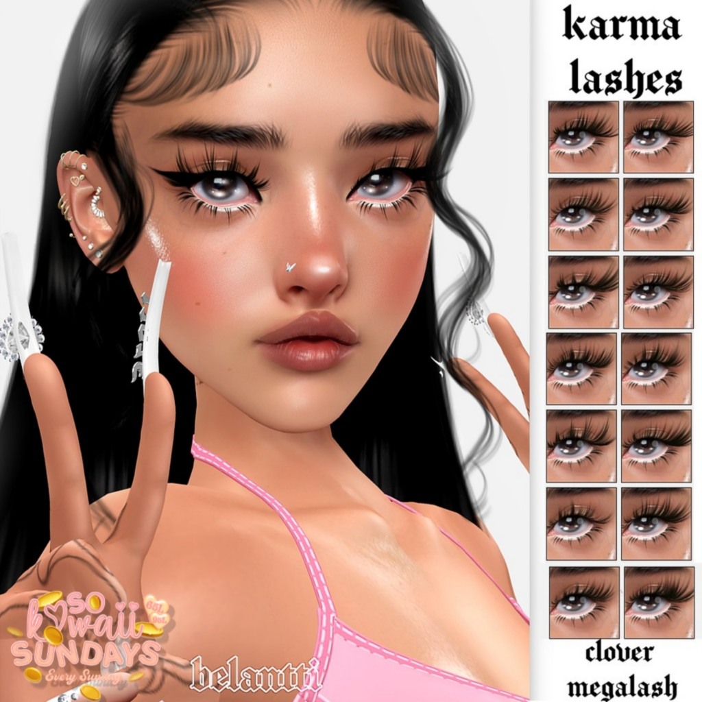 Karma Lashes - Clover Megalash	&lt;a href=&quot;http://maps.secondlife.com/secondlife/Legenda/174/95/698&quot;&gt;Teleport&lt;/a&gt;