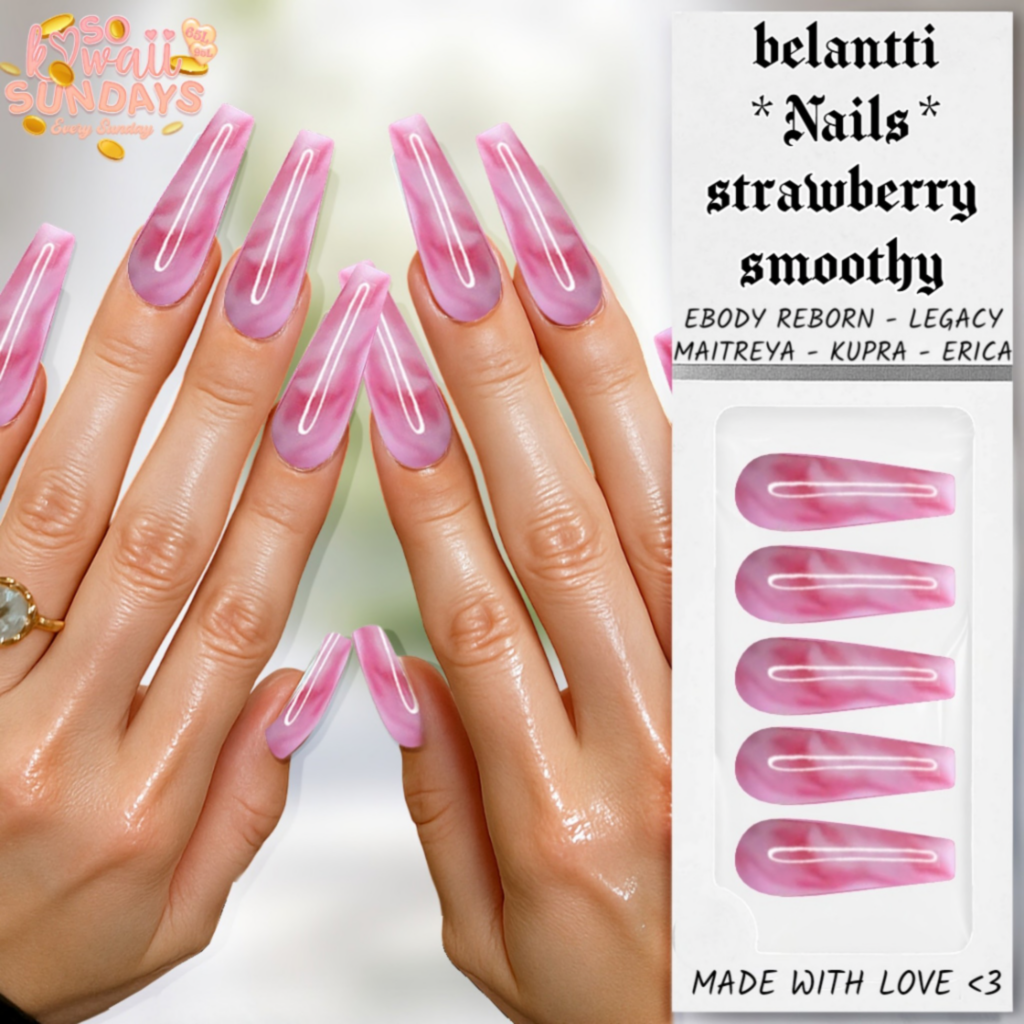 Strawberry Smoothy Mesh Nails - Erika/Inithium/Legacy/Maitreya/Reborn	&lt;a href=&quot;http://maps.secondlife.com/secondlife/Legenda/183/92/698&quot;&gt;Teleport&lt;/a&gt;