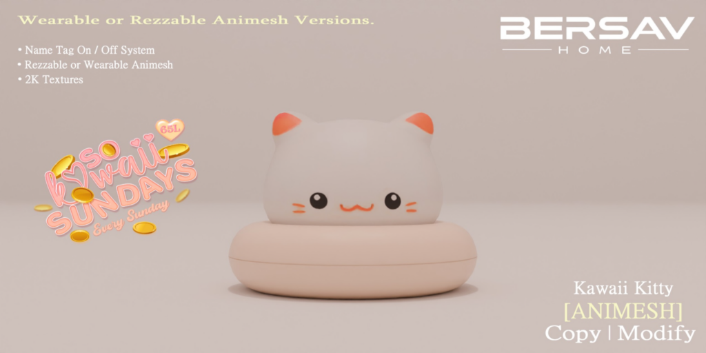 Kawaii Kitty Animesh Accessory &amp; Decor	&lt;a href=&quot;http://maps.secondlife.com/secondlife/Alyssum%20Island/77/192/22&quot;&gt;Teleport&lt;/a&gt;