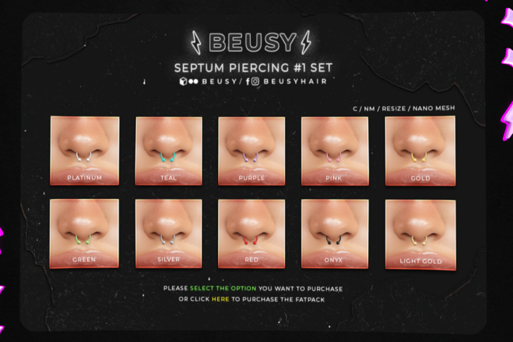 Septum Piercing Set #1, L$69 each