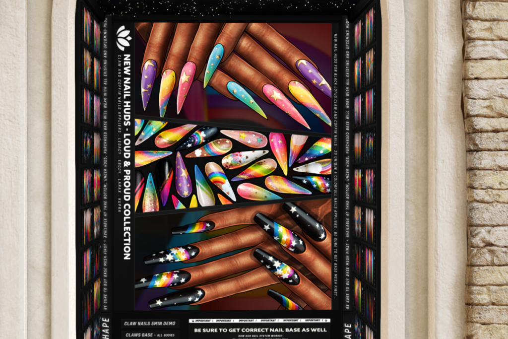 Claw &amp; Coffin Nails - Inithium/Legacy/MaitreyaX/Reborn, L$415 each | Loud &amp; Proud HUDS, L$255 each
