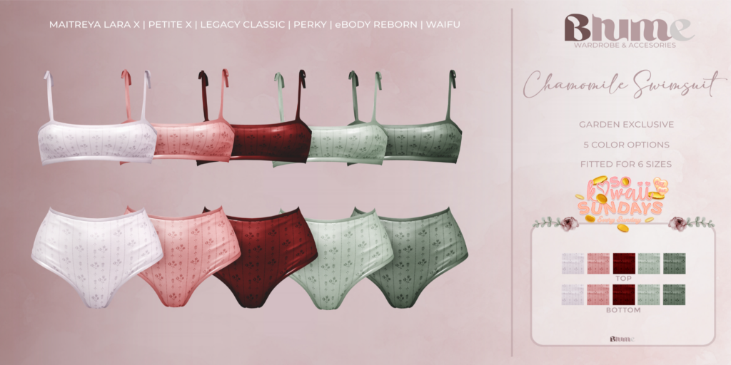 Chamomile Swimsuit - Legacy/MaitreyaX/Reborn/+mods	&lt;a href=&quot;http://maps.secondlife.com/secondlife/Bruschetta/149/46/1301&quot;&gt;Teleport&lt;/a&gt;