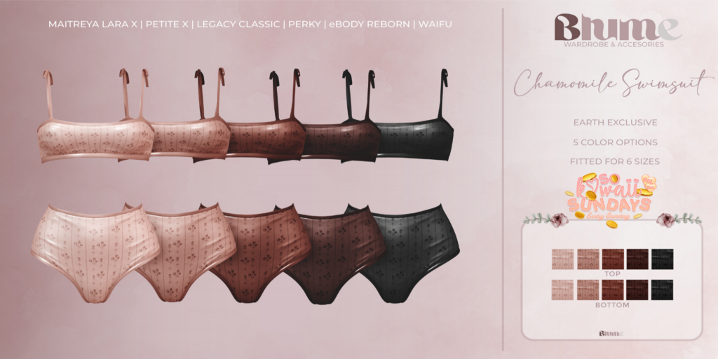 Chamomile Swimsuit - Legacy/MaitreyaX/Reborn/+mods	&lt;a href=&quot;http://maps.secondlife.com/secondlife/Bruschetta/149/46/1301&quot;&gt;Teleport&lt;/a&gt;
