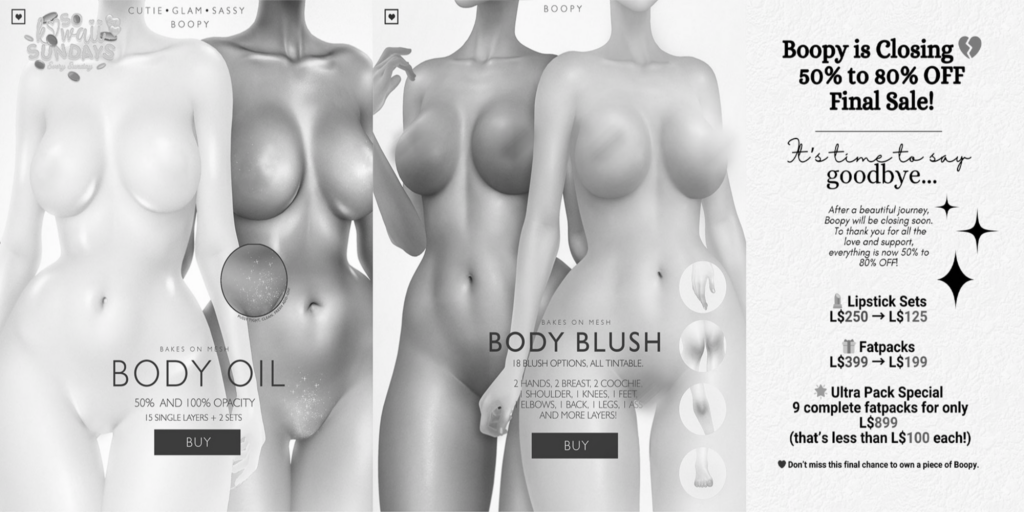 Body Oil - BOM | Body Blush - BOM	&lt;a href=&quot;http://maps.secondlife.com/secondlife/Sintetica/159/150/313&quot;&gt;Teleport&lt;/a&gt;