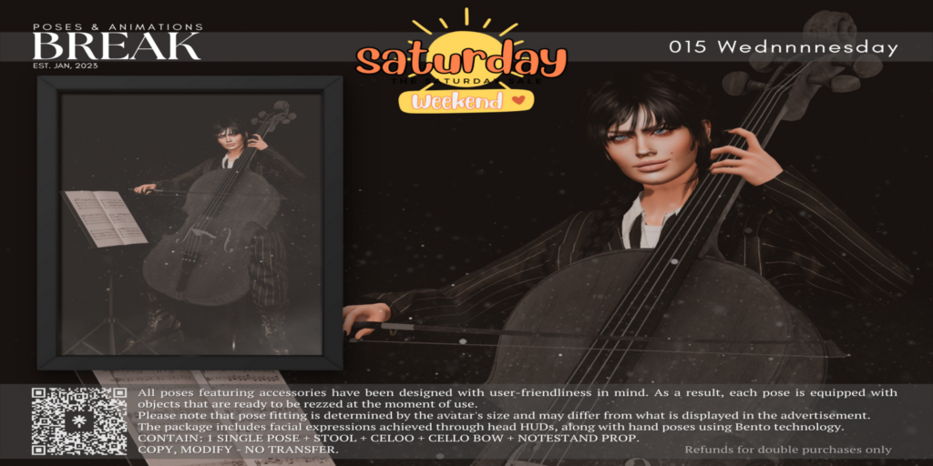 Wednnnnesday Pose &amp; Prop	&lt;a href=&quot;http://maps.secondlife.com/secondlife/Oceania%20Islands/204/11/2502&quot;&gt;Teleport&lt;/a&gt;