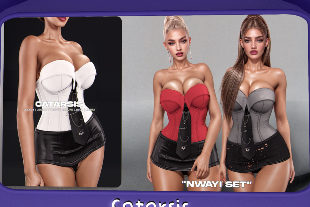Nwayi Corset, Skirt and Set - Inithium/Legacy/Reborn/+mods, L$250-L$499 each/L$1799-L$1999 each FP