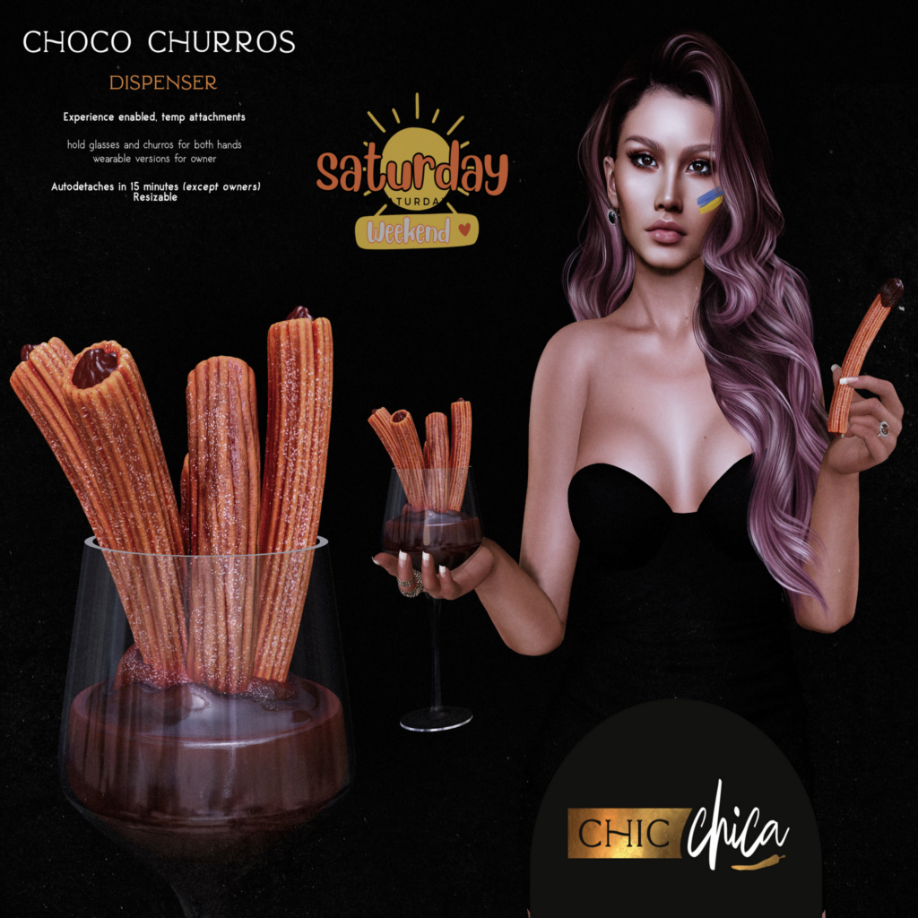 Choco Churros Holdable &amp; Decor	&lt;a href=&quot;http://maps.secondlife.com/secondlife/ChicLand/122/136/1502&quot;&gt;Teleport&lt;/a&gt;