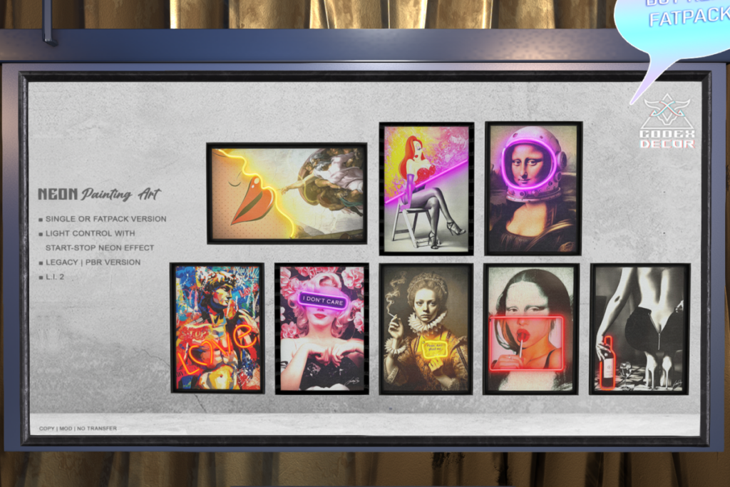 Neon Painting Art, L$199 each/L$999 FP
