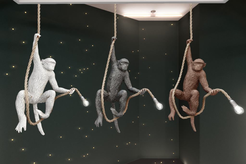 Hanging Monkey Lamp, L$395 each