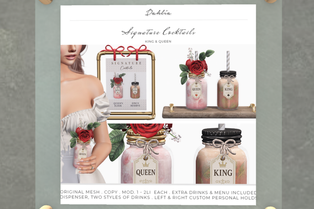 Signature Cocktails, L$288 each/L$888 FP