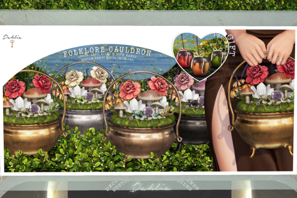 Folklore Cauldron, L$249 each/L$599 FP