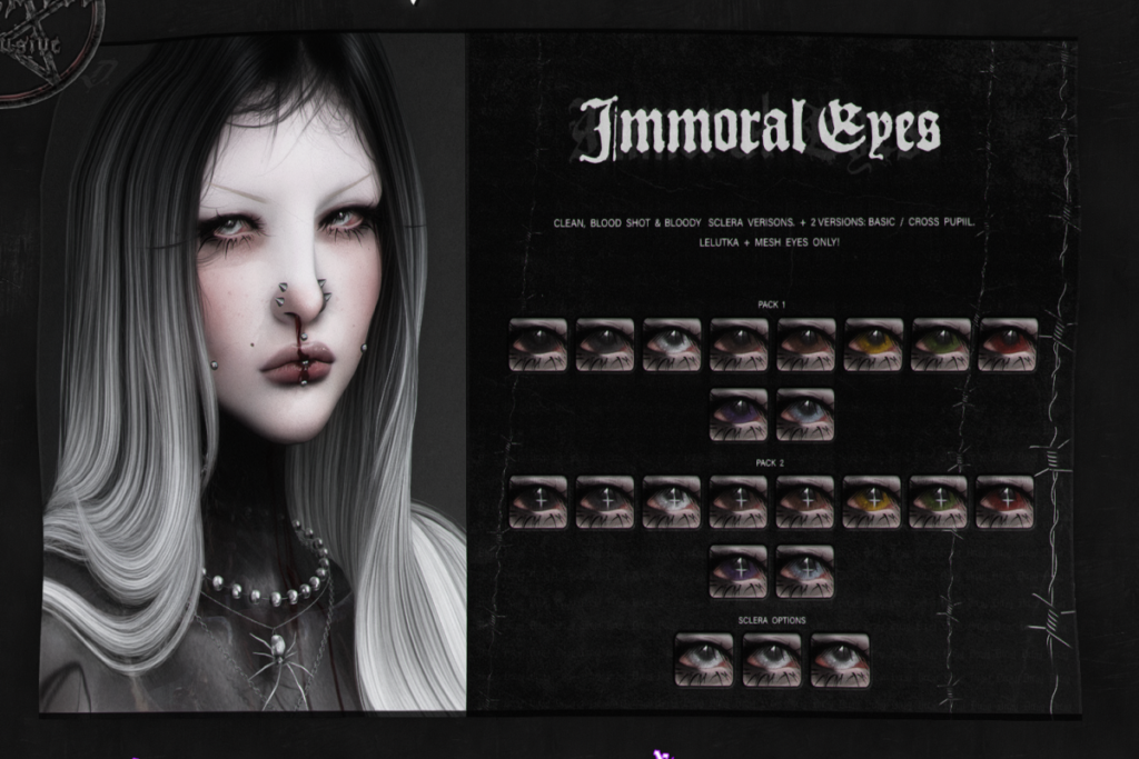Immoral Eyes - EvoX/Mesh, L$300 each/L$666 FP