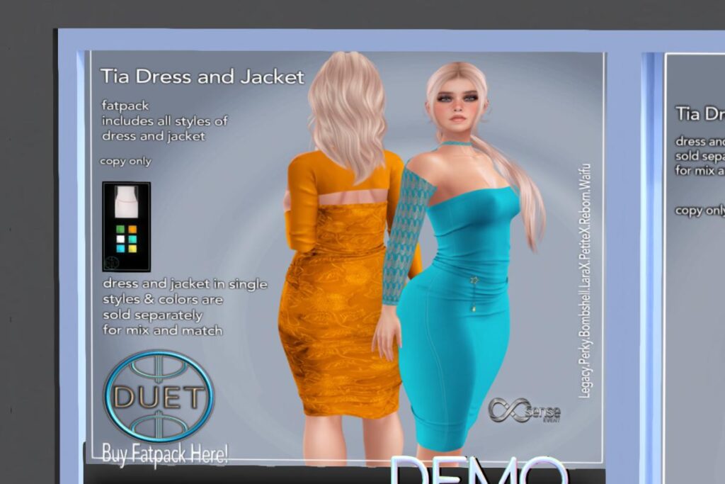 Tia Dress &amp; Jacket - Legacy/MaitreyaX/Reborn/+mods, L$149 each/L$699 FP