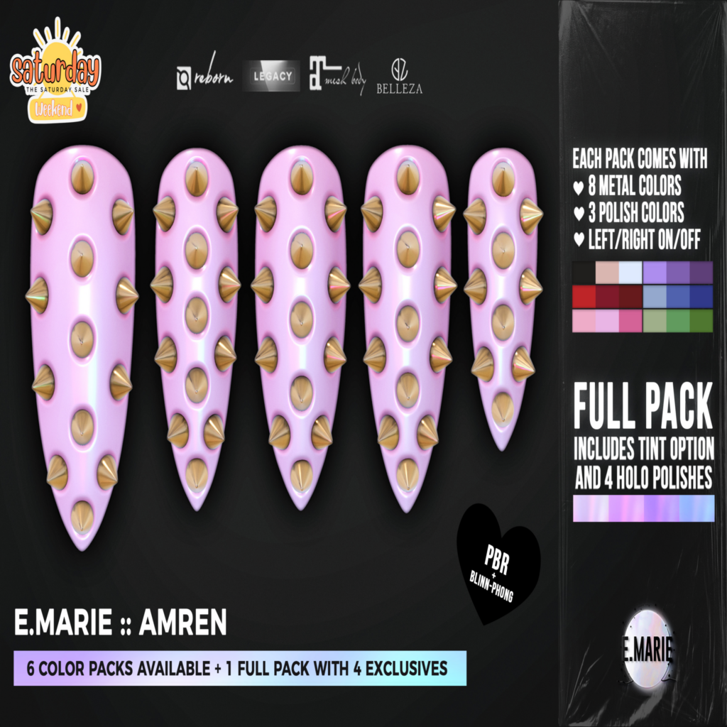 Amren Mesh Nails - GenX/Legacy/Maitreya/Reborn	&lt;a href=&quot;http://maps.secondlife.com/secondlife/xoxo/86/130/41&quot;&gt;Teleport&lt;/a&gt;